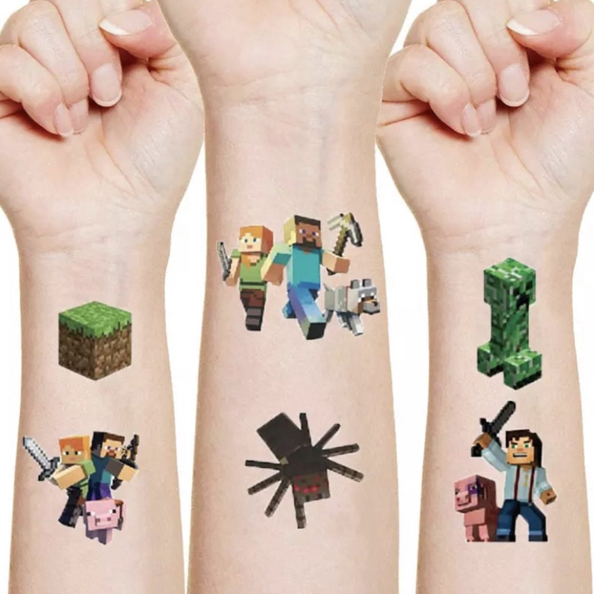 Amazon.com: Multicolor Minecraft Tattoos (24 Count) - Perfect for Kids'  Parties, Themed Events, and Gaming Celebrations : Beauty & Personal Care